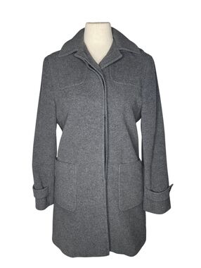 Vintage GALLO Wool Cashmere Hooded Coat Gray Italian Fabric Women’s 10